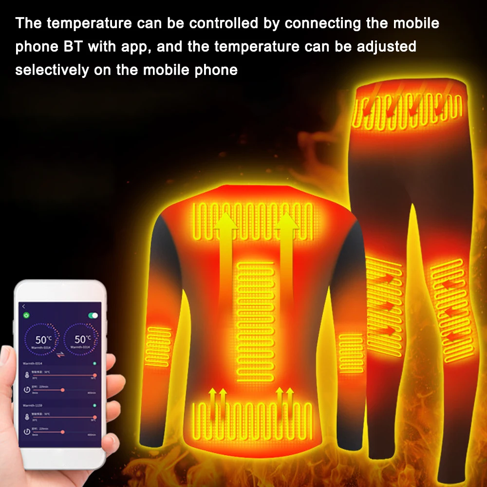 Pants Underwear-Set Thermal-Tops Heating Winter USB Motorcycle-Jacket Battery-Powered