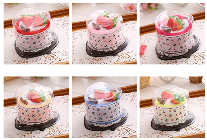 10pcs/lot towel Cake shape packaging towel 20x20cm face towel Christmas Wedding Birthday gift gotel home Decoration