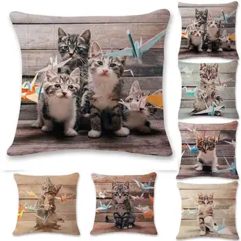 

Cat Papercranes Pattern Cushion Cover Cotton Linen Throw and Bedding Cover Pillowcase Pillow Home Textile