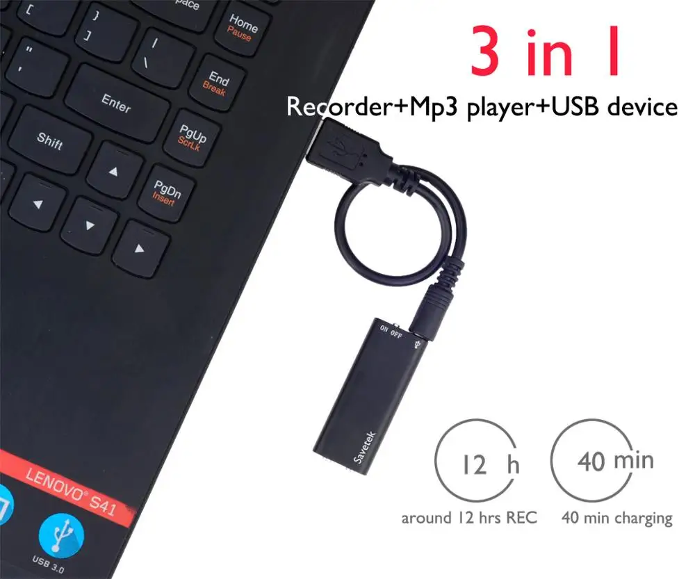 Самая маленькая мини USB ручка Savetek с голосовой активацией 8 ГБ цифровой аудио