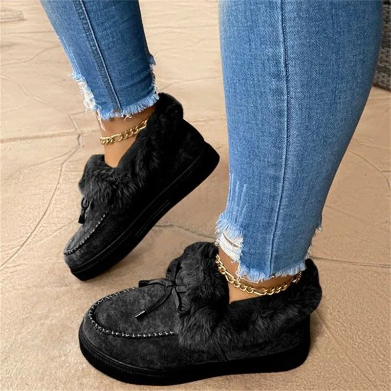 2022 Winter New Women's Cotton Winter Flat with Shallow Mouth Suede Warm Women's Cotton Shoes In Stock Multicolor Plus Size