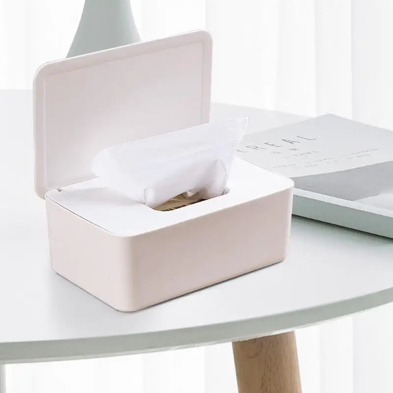 Plastic Wet Wipes Dispenser Dustproof Tissue Box Holder with Lid Wet Wipes Storage Box Refillable Container Home Decoration