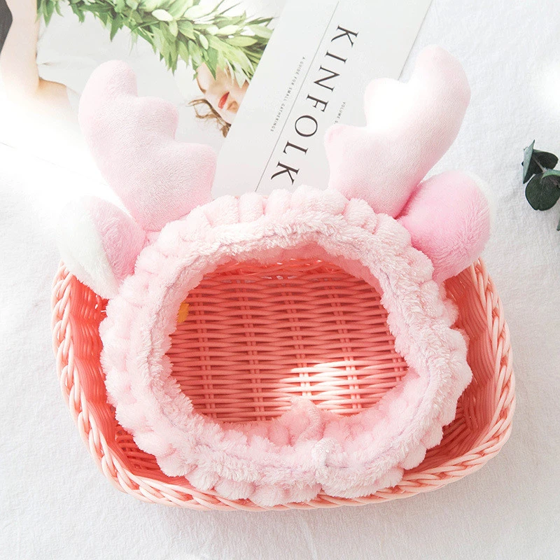 Solid Antlers Ears Headband Comfortable Rabbit Ear Spa Bath Shower Make Up Wash Face Cosmetic Hairband Hair Bands 1111