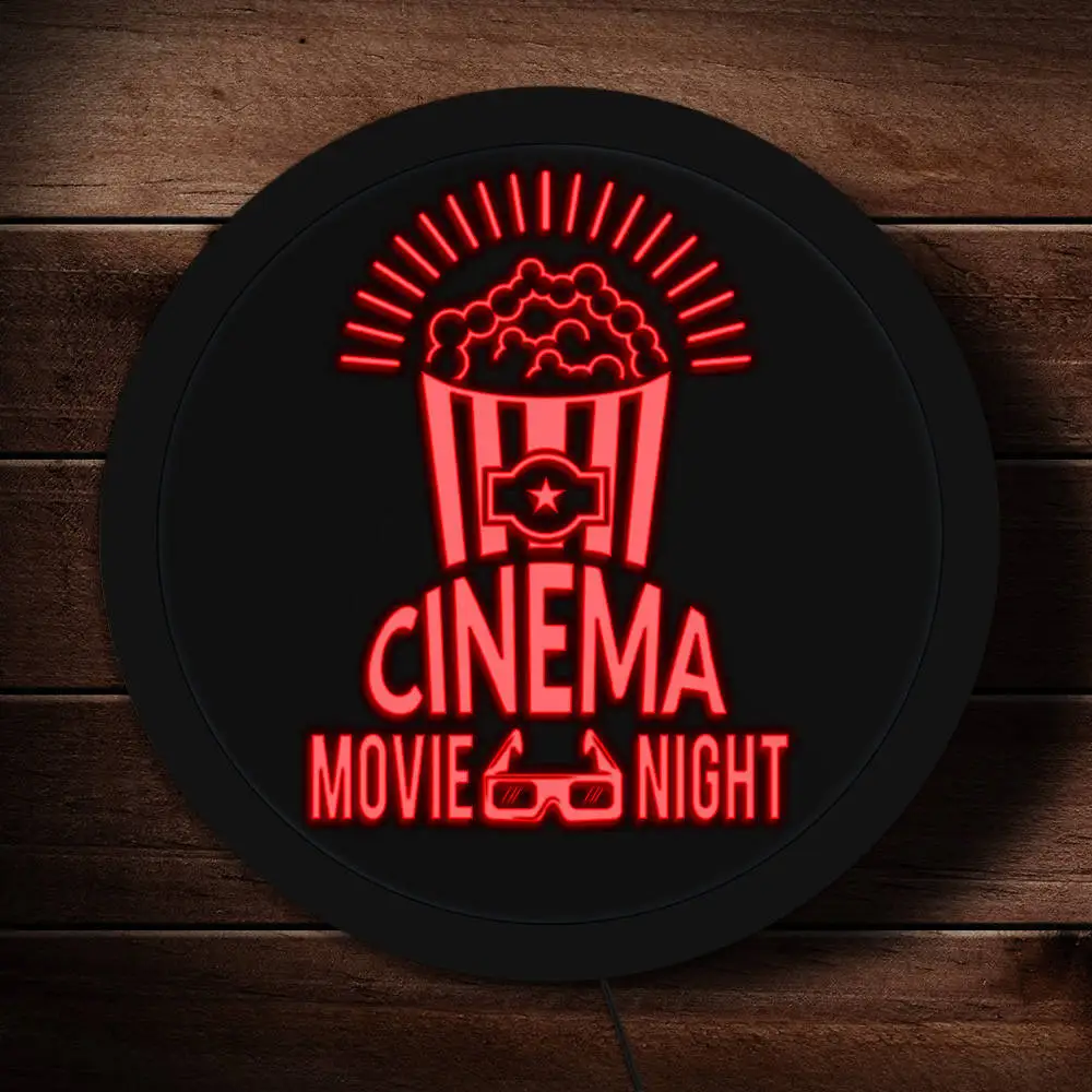 Кинематографический ночной тематический настенный светильник, индивидуальный бизнес, логотип, круглый светодиодный неоновый знак кинотеатра, открытый знак, деловые дисплеи - Цвет абажура: HKL-015B