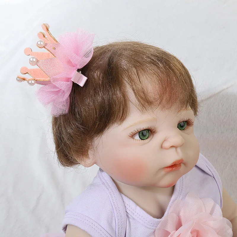 55 см Reborn Baby Doll игрушка полная силиконовая моющаяся принцесса платье ткань тело короткие волосы Реалистичная кукла малыш дети подарки