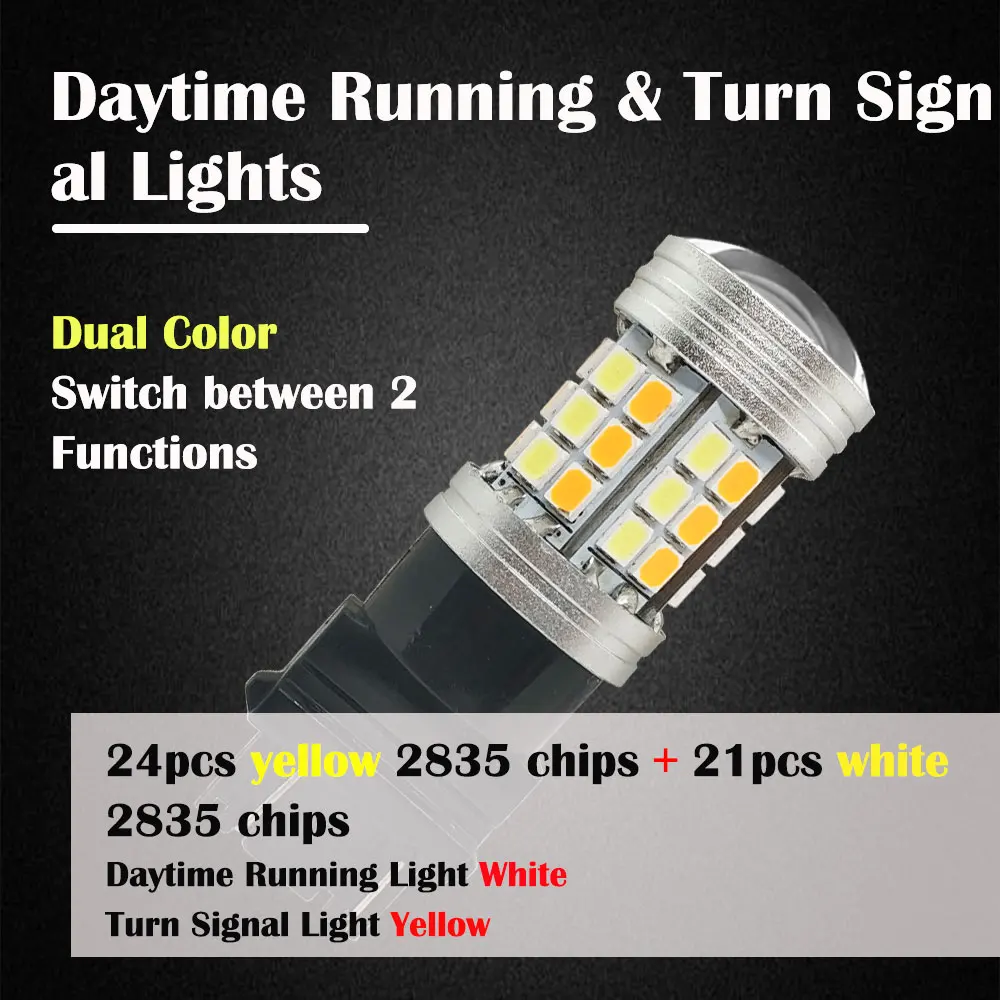 10 шт. T20 7443 T25 3157 1157 BAY15D Led W21/5 Вт P27/7 Вт P21/5 Вт Led авто автомобиль лампы указатели поворота 12 в двойной цвет белый желтый