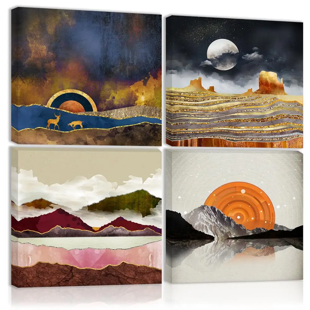

Colorful Modern Abstract Wall Art Decor Chinese Style Canvas Painting Kitchen Prints Pictures for Home Living Dining Room