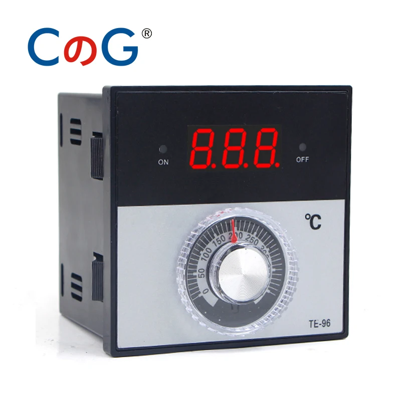CG 96*96mm Knob AC 220V 380 24V Degree K J PT100 Type Relay Digital Thermostat Display Temperature Controller
