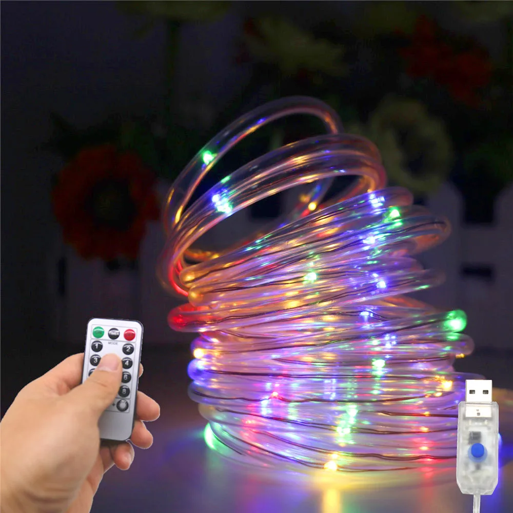

50/100/200LED Rope Fairy String Light USB Powered 8 Modes Dimming Timer Waterproof IP65 For Garden Patio Christmas Bedroom Decor