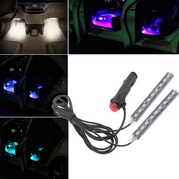 

POSSBAY Color Car Truck 12V 9 LED Strip Interior Floor Decorative Light Atmosphere Lamp With Switch Car Vehicle Decoration Lamps