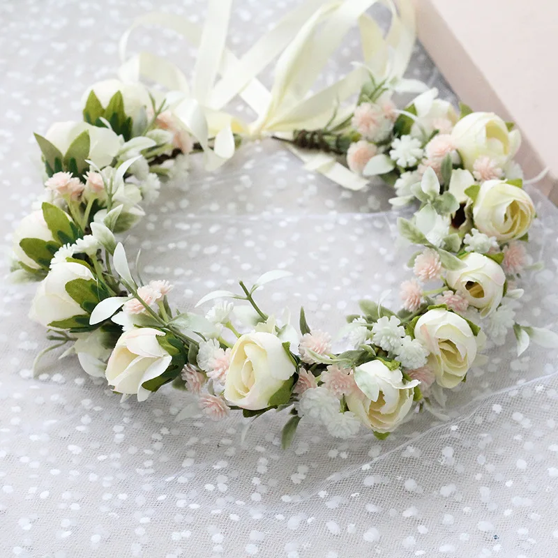 Bridal Flower Hair Band Garland Wedding Bridesmaid Sweet Rose headwear hair accessories