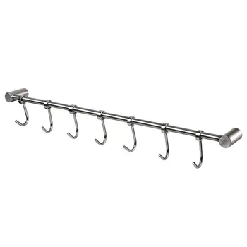 

Kitchen Rail Rack Wall Mounted Utensil Hanging Rack Stainless Steel Hanger Hooks for Kitchen Tools Pot Towel