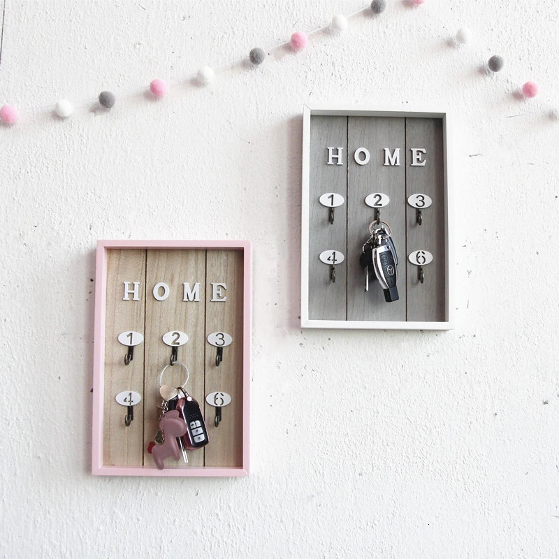 Multi-purpose Home Wall Decor Handmade Wooden key Hook Cargo Storage Box Wall Coat Keys Bags Clothes Hanging Hook Storage Holder