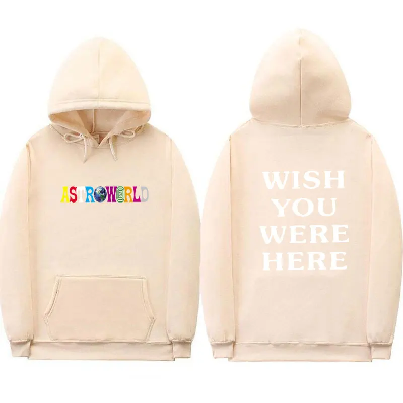 С изображением Трэвиса Скотта ASTROWORLD WISH YOU WAS HERE HOODIES Модные мужские и женские толстовки с длинными рукавами с буквенным принтом на осень и зиму - Цвет: Khaki-B02