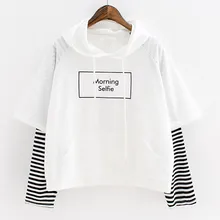 Модные толстовки с капюшоном в стиле Харадзюку для девочек, топы с капюшоном, Женская толстовка с длинными рукавами, зимнее бархатное утепленное пальто A30815