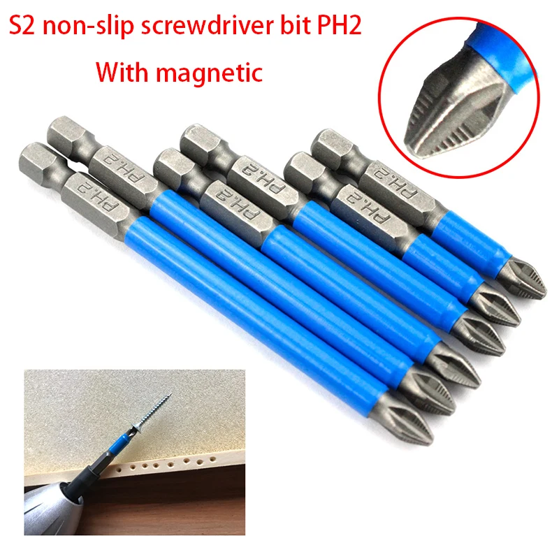 

7 pieces/set of PH2 hexagonal handle 1/4 non-slip electric screwdriver bit with magnetic cross head woodworking tool