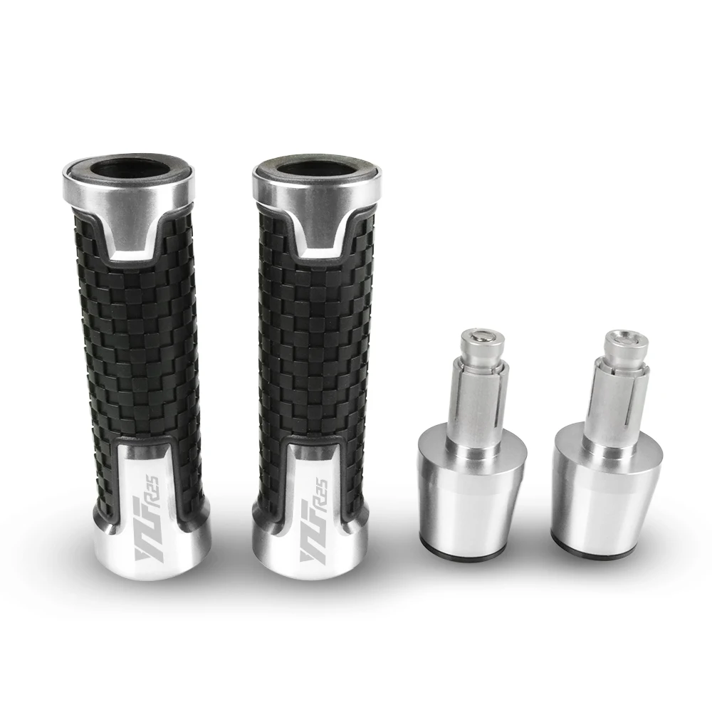 7/" 22 мм CNC руль мотоцикла, аксессуары рукоятки «Грипсы» бар ручной заглушка для розетки рукоятки резиновые для YAMAHA YZF R25 с логотипом