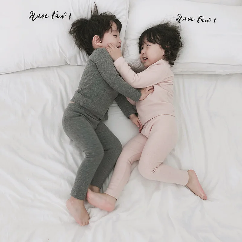 Fall and Winter New Ground Long Sleeve Medium and High Neck Suit for Children's Pajamas for Boys and Girls