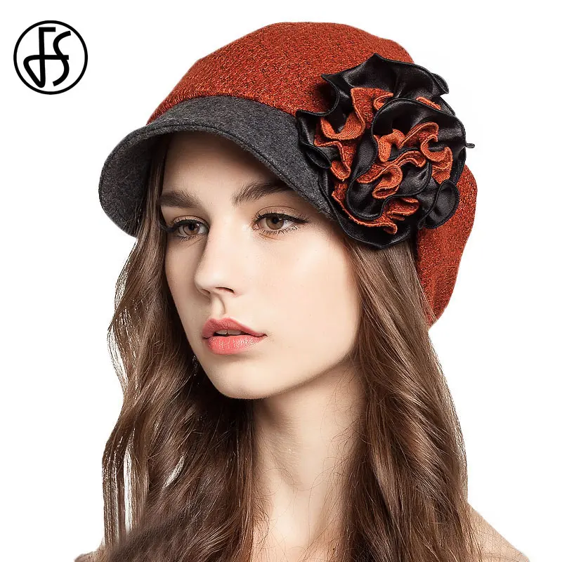 Дамский винтажный теплый фетровый берет FS шерстяная шляпка во французском стиле