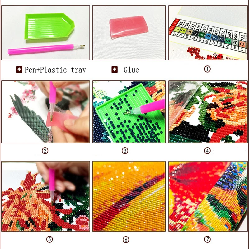 Пейзаж дерево деревенский поезд DIY Кристалл полный дрель квадратная 5D алмазная