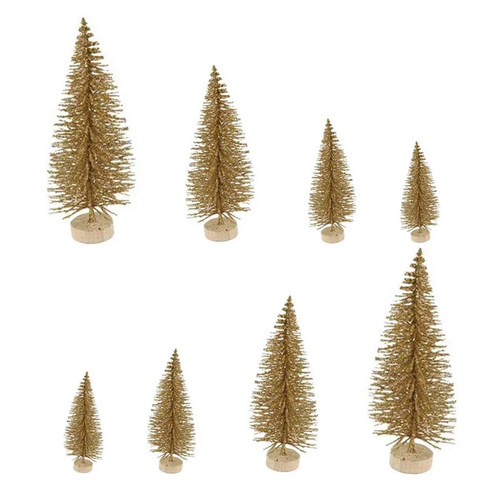 Behogar 8pcs Mini Tabletop Artificial Snow Flocked Christmas Tree Ornament Decorations Set for Xmas Home Office Party Decor