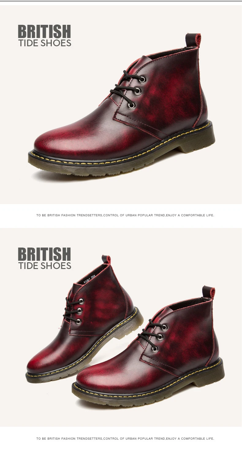 Winter Outdoor Casual Men's Leather Boots Large Size Winter Ankle Boots Men Retro Winter Men's Shoes For Male