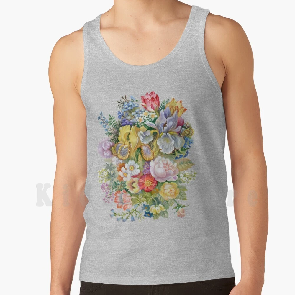 Ramo de flores pintar, camisetas sin mangas, chaleco 100% algodón, ramo artístico, florales naturaleza Retro|Camisetas de tirantes| - AliExpress