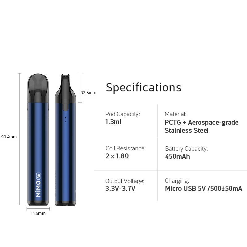 Оригинальный G taste MIMO Air Vape Kit 450 мАч встроенный аккумулятор с емкостью 1 3 мл pod system kit