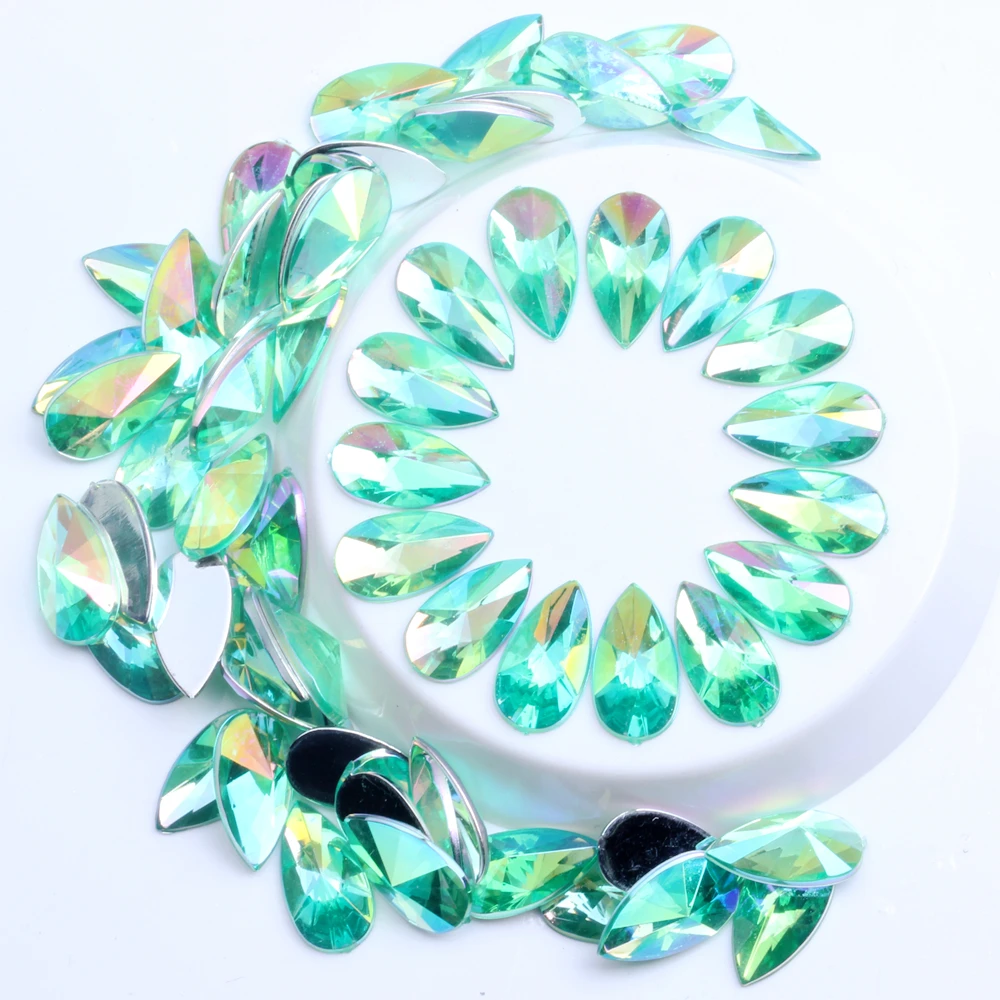 03 light green ab Акриловые Стразы DIY драгоценные камни 8x13 мм 2000 шт в форме капли с плоским основанием острый Блестящий декор для ногтей украшения - Цвет: 03 light green ab