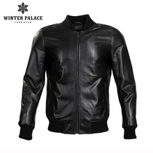 Весна новая Мода кожаная куртка Короткая Дубленка Мужская кожаная куртка Классические мужские черная кожа куртки Тонкий кожаный пиджак мужчины