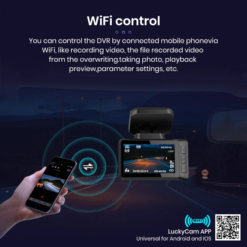 Junsun S595 4K Dash Cam жестовая фотография WiFi Автомобильная камера Dashcam 3840*2160P 30FPS Ultra HD DVR