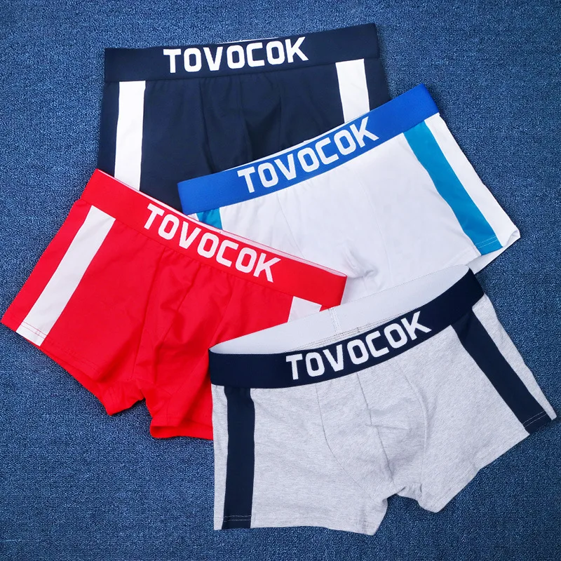 AOMU 3 шт./компл. Высокое качество Трусы мужские хлопковые нижнее бельё для девочек хит-Цвет Полосатое молодого человека, комфортные, дышащие трусы сексуальные трусы