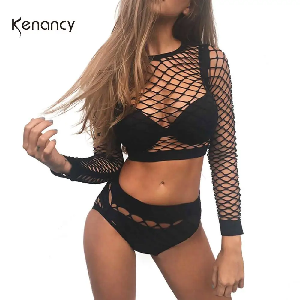 Женский комплект нижнего белья Kenancy черный сетчатый из двух предметов короткий