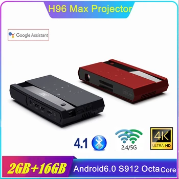 

4K DLP Mini Projector H96 Max Android 6.0 S912 Octa Core WiFi LED Home Theater Portable Projector HDMI USB PC Video Game Mobile