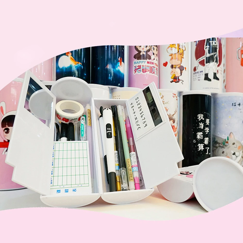 

Large Capacity Pencil Cases for Boys Girls School Stationery Supplies Creative Pencil Box with Mirror Calculator Office Supplies