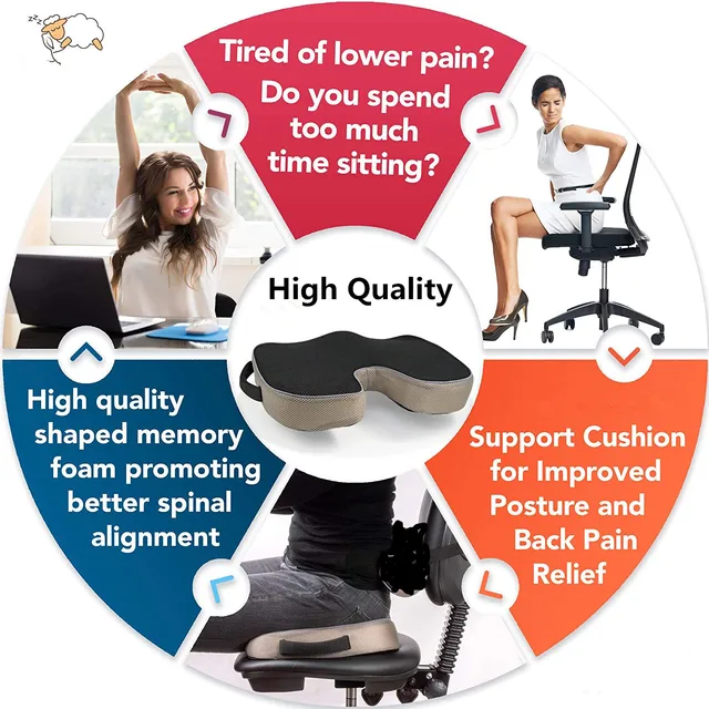 Orthopedic Seat Cushion Non-slip Soft Memory Foam Seat Cushion With Cooling  Gel For Sciatica Tailbone Back Pain Relief - Braces & Supports - AliExpress