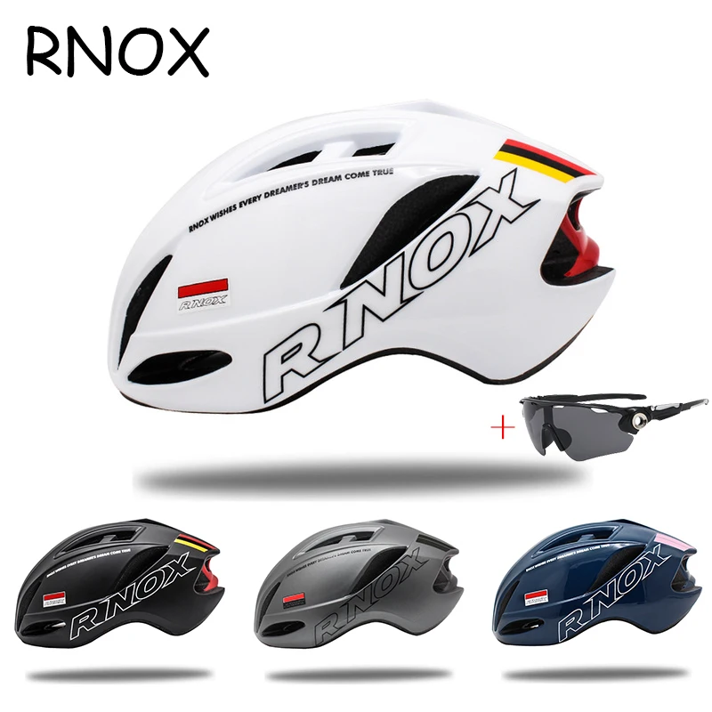 

RNOX Aero Racing Bike Helmet Ultralight Specialized Road Cycling Helmets Integral Bicycle Safety Cap with Goggles MTB Accessory