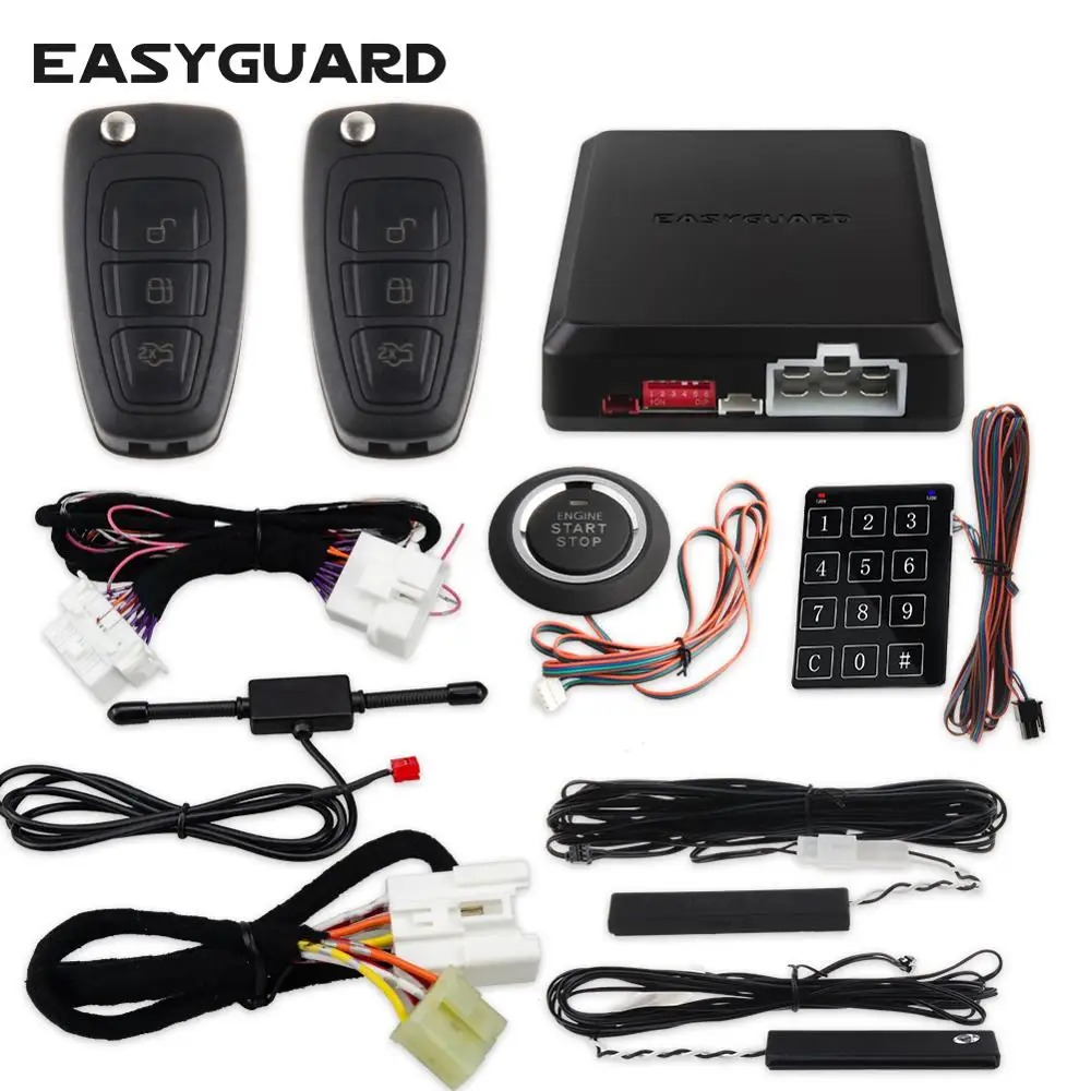 EASYGUARD pke без ключа запуск двигателя Стоп подходит для ford CAN АВТОБУС автомобильная охранная система пусковая система ввод паролей прокатный код
