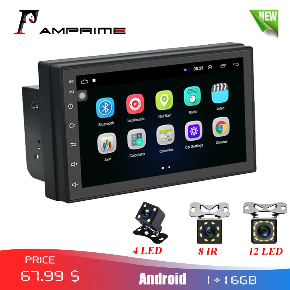AMPrime 2din автомобильное радио Android 7 &quotMP5 мультимедийный плеер зеркальная связь 2 Din