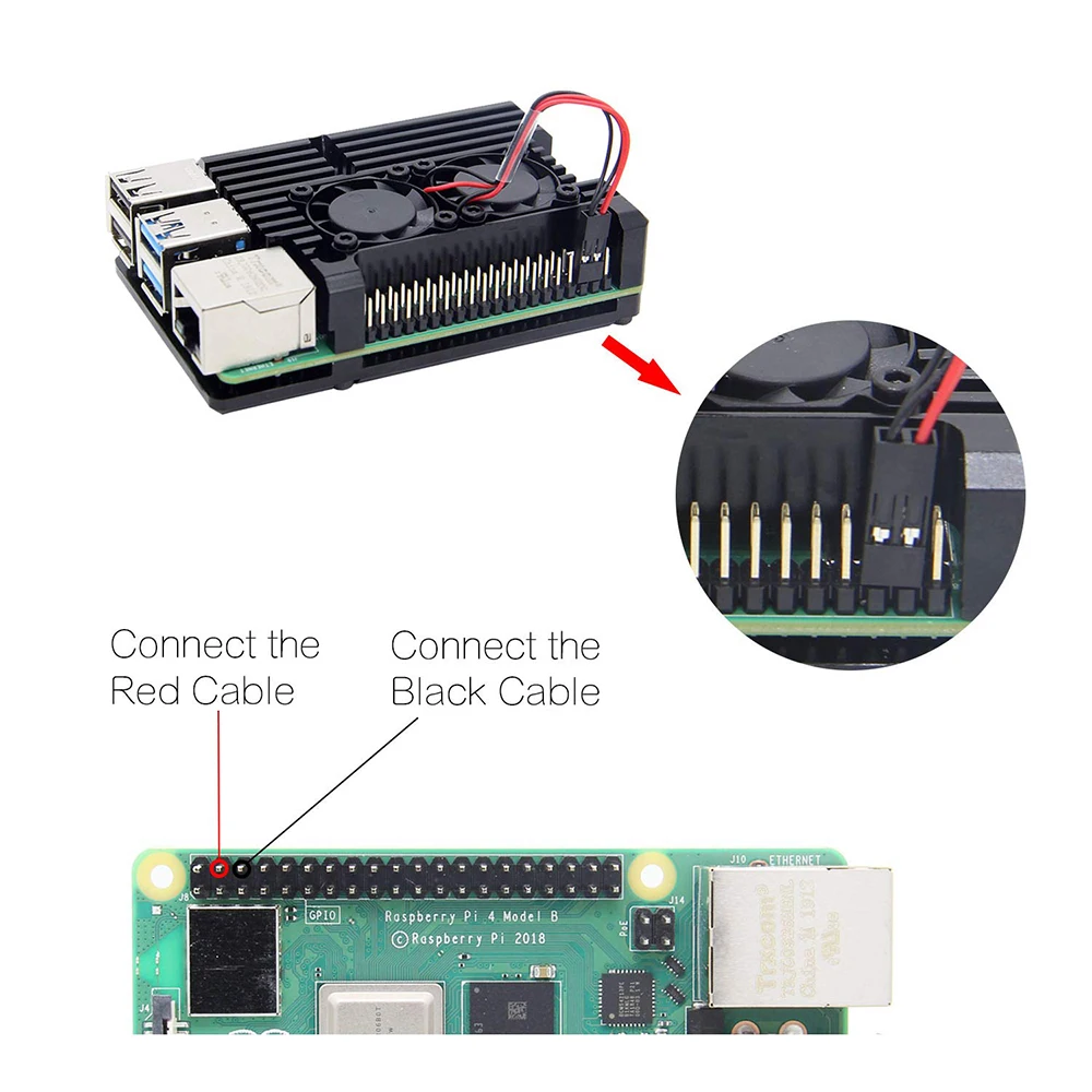 Raspberry Pi 4 B чехол с двойным вентилятором, бронированный пассивный корпус для охлаждения из алюминиевого сплава, совместимый только с Raspberry Pi 4 Модель B