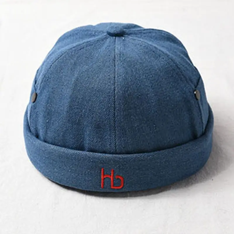 Унисекс без полей Регулируемая Docker шапка Beanie буквы вышивка мыть череп кепки 35EF