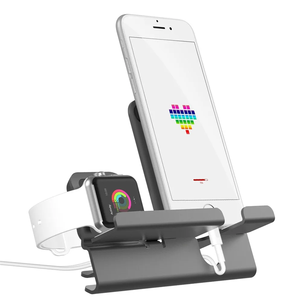 Мода 2 в 1 зарядная док-станция кронштейн держатель комплект для iPhone/Apple Watch soporte celular para auto# guahao
