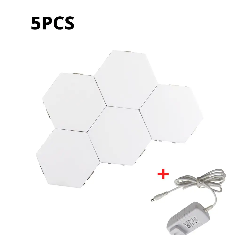 5Pcs lamp With Power Светодиодный настенный светильник с сенсорным датчиком, настенный светильник, украшение дома, Современная креативная модульная сборка - Цвет абажура: 5Pcs lamp With Power