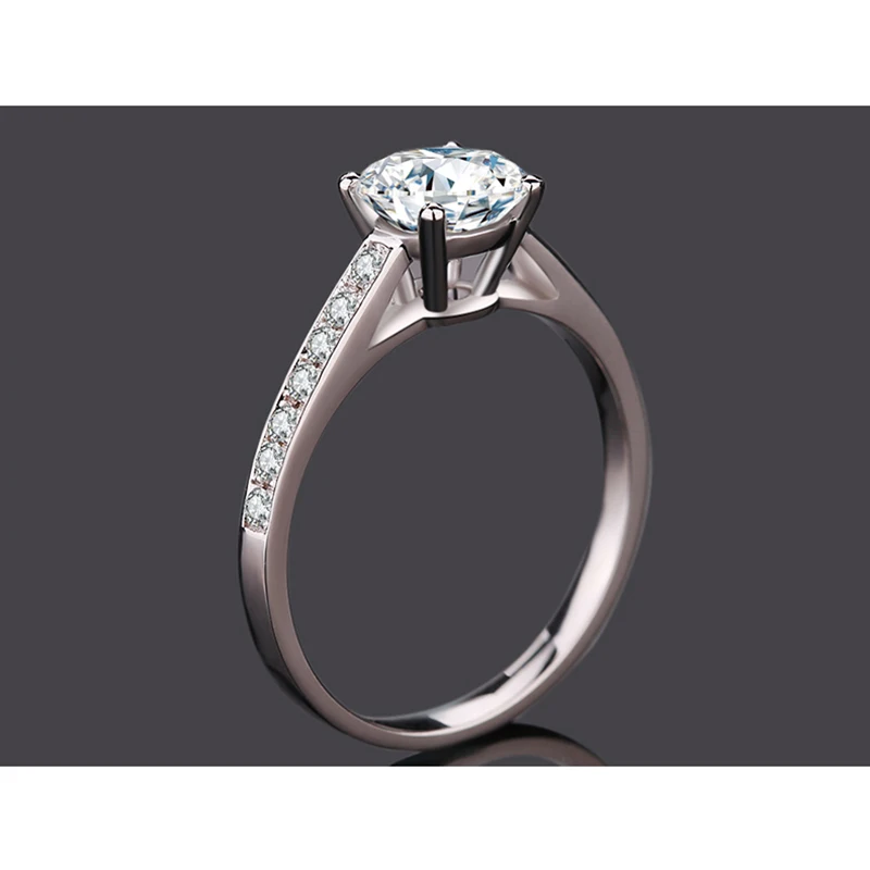 925 Серебряное кольцо 4 когти трендовый стиль 1ct 2ct 3ct круглая блестящая огранка Муассанит ювелирные изделия юбилей обручальное кольцо для женщин