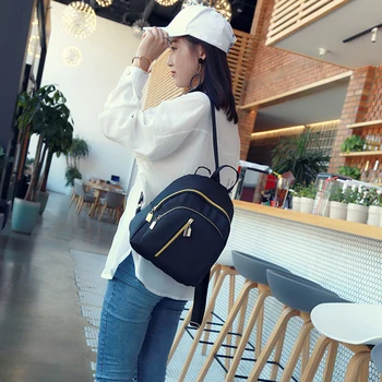 

Leisure Nylon Women Mini Backpack Waterproof Zipper School Bag Casual Travel Small Backpack Female Bagback