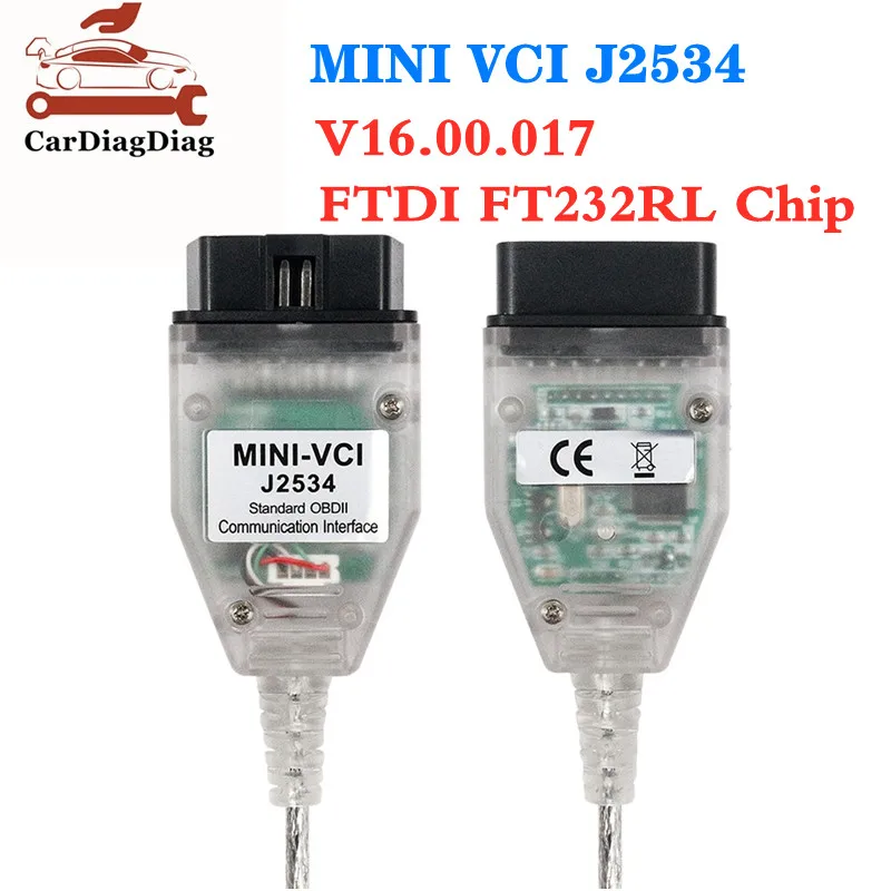 Новейшие V16.00.017 MINI VCI J2534 FTDI FT232RL чип автомобиля OBD 2 диагностический кабель сканер