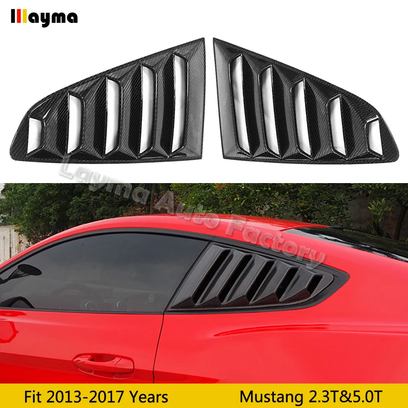 Carbon fiber rear window For Ford Mustang Coupe 2.3 5.0 2015 2016 2017 year car side spoiler blind 2Pcs | Автомобили и мотоциклы