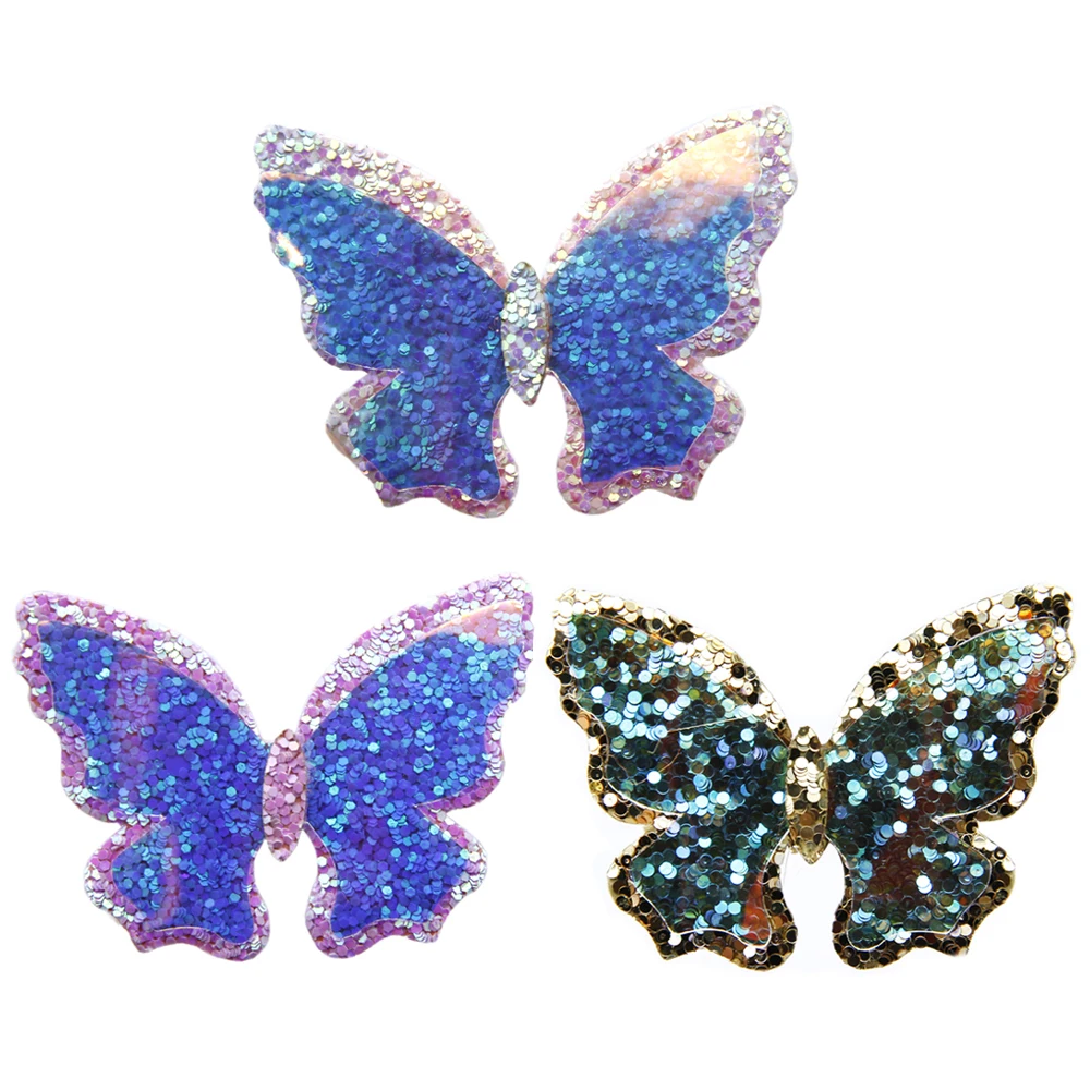 

David accessories 5pcs/lot 55*60mm Transparent Chunky Glitter Non-woven Patch DIY Sewing Clothing Material,5Yc787