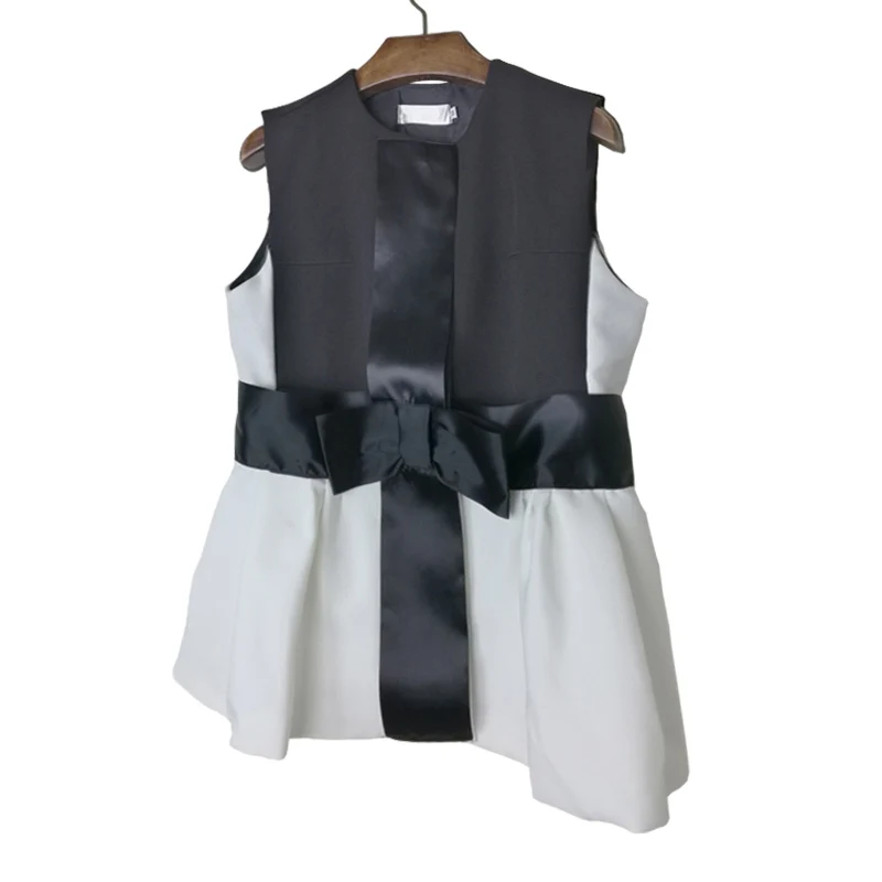 Han edition spring and summer new high quality stitching super show thin bowknot minus age temperament dress waistcoat jacket