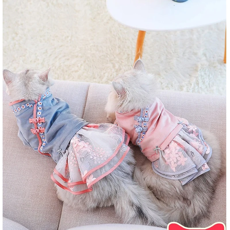 Cat clothes, cats, pets, cute, autumn and winter, young cats, short British clothes, winter, anti-hair skirt, keep warm